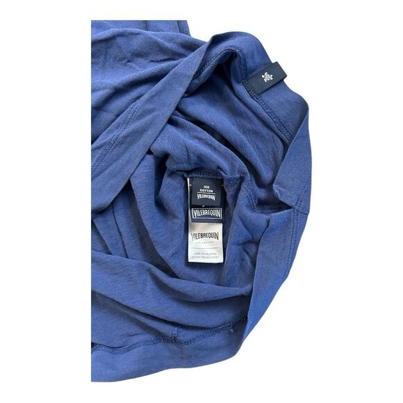 Vilebrequin Long Sleeve Cotton Polo Shirt Size XXL / Small Defect Blue Collar - Picture 10 of 11